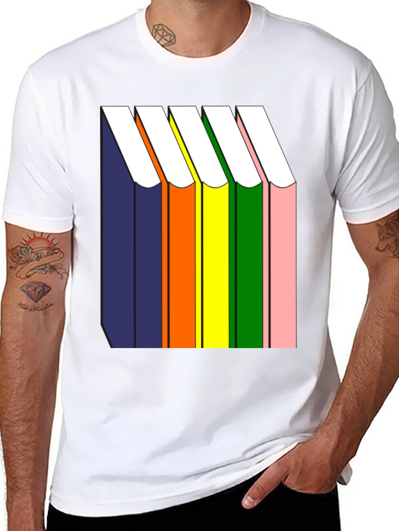 Rainbow Book Stack T-Shirt - Graphic Tee