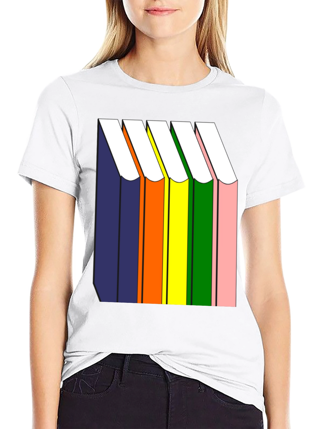 Rainbow Book Stack T-Shirt - Graphic Tee