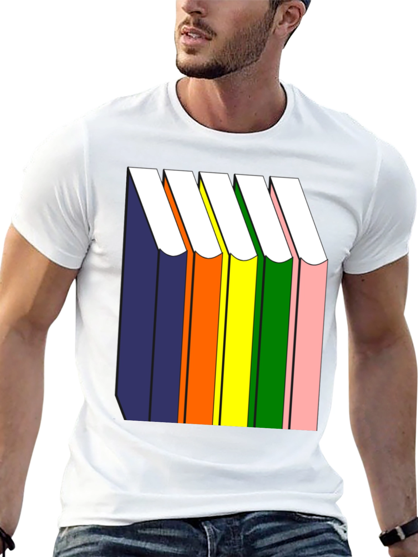 Rainbow Book Stack T-Shirt - Graphic Tee