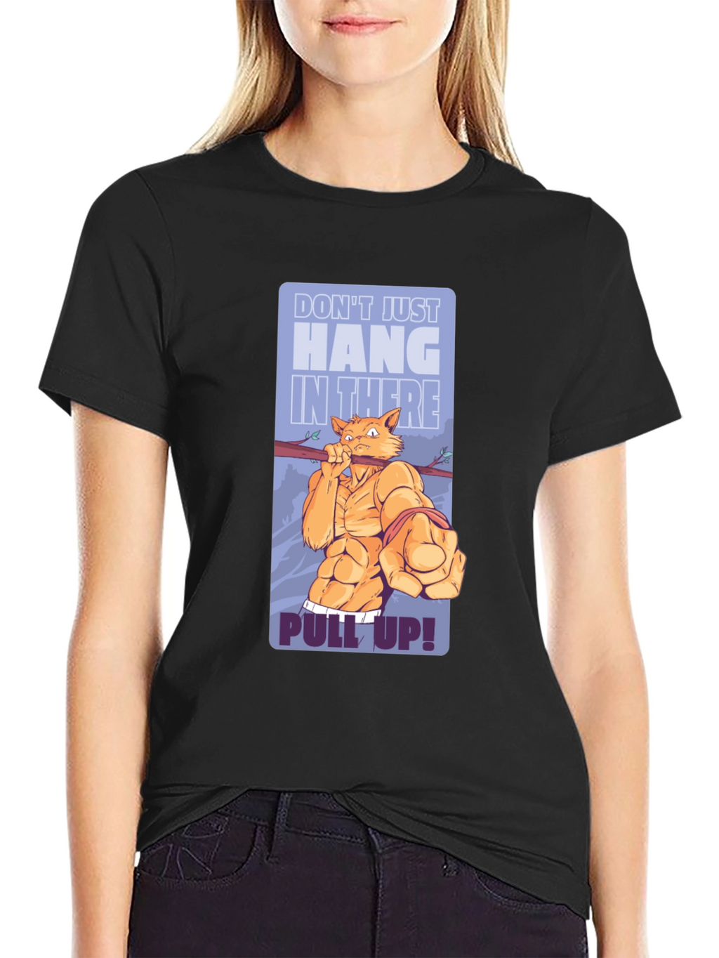 Motivational Cat Workout Graphic T-Shirt