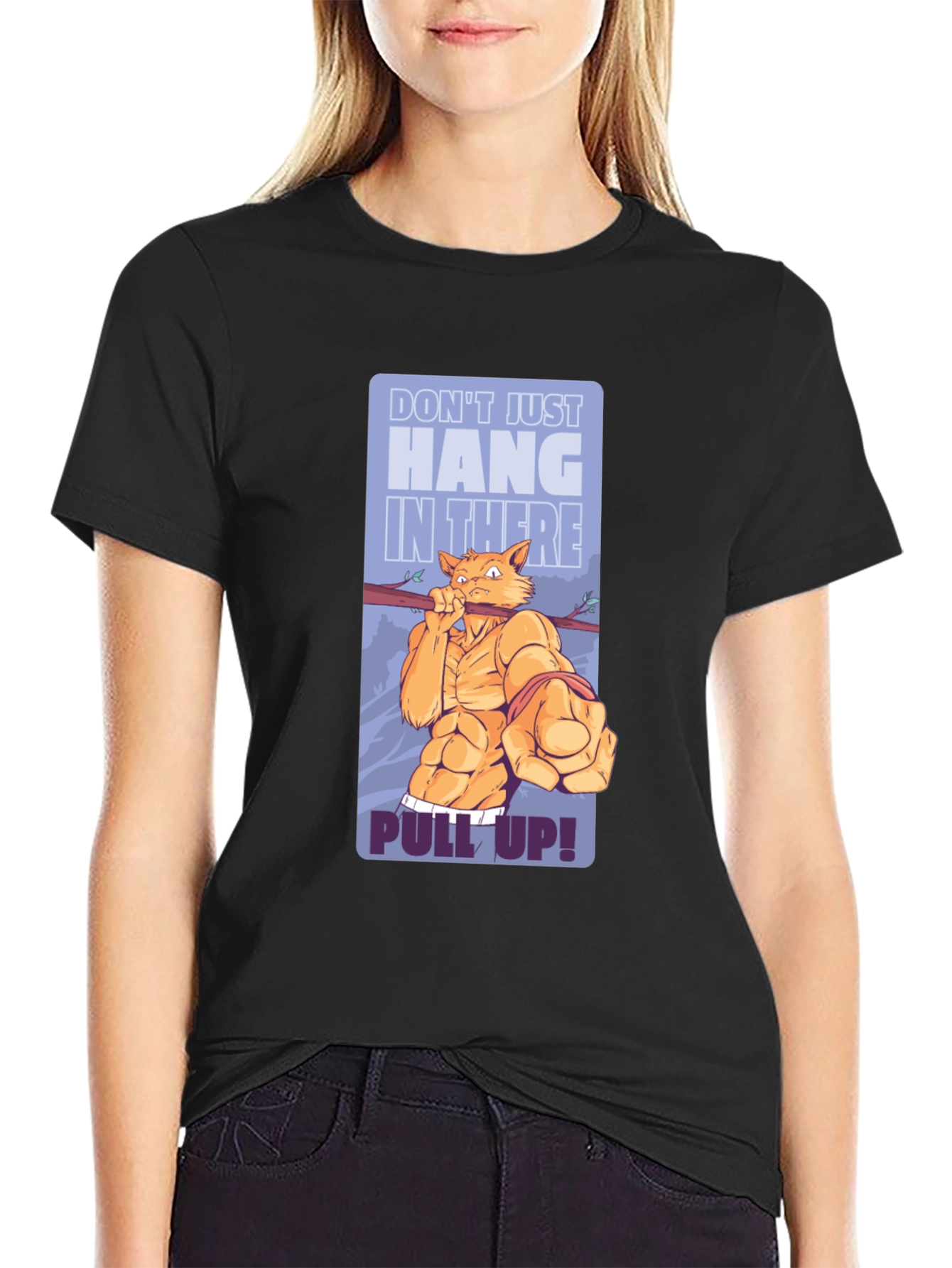 Motivational Cat Workout Graphic T-Shirt