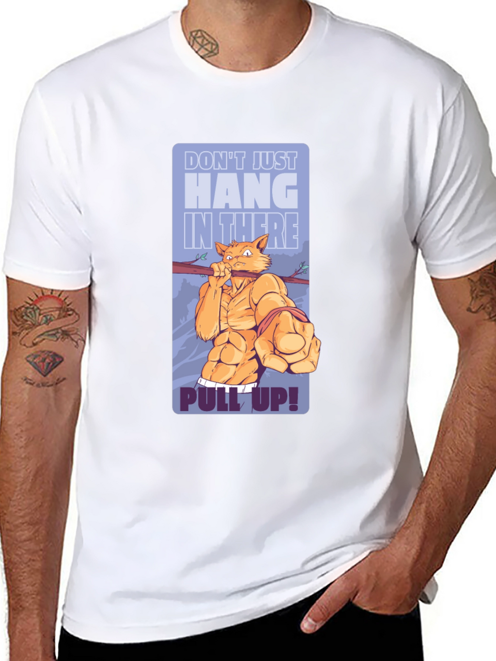 Motivational Cat Workout Graphic T-Shirt