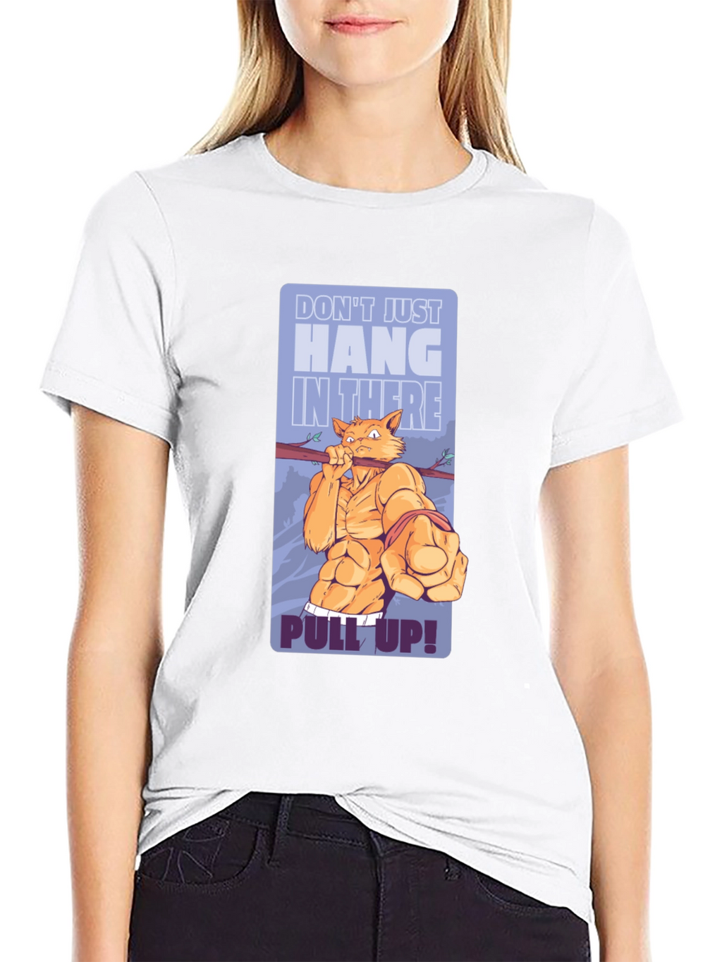 Motivational Cat Workout Graphic T-Shirt