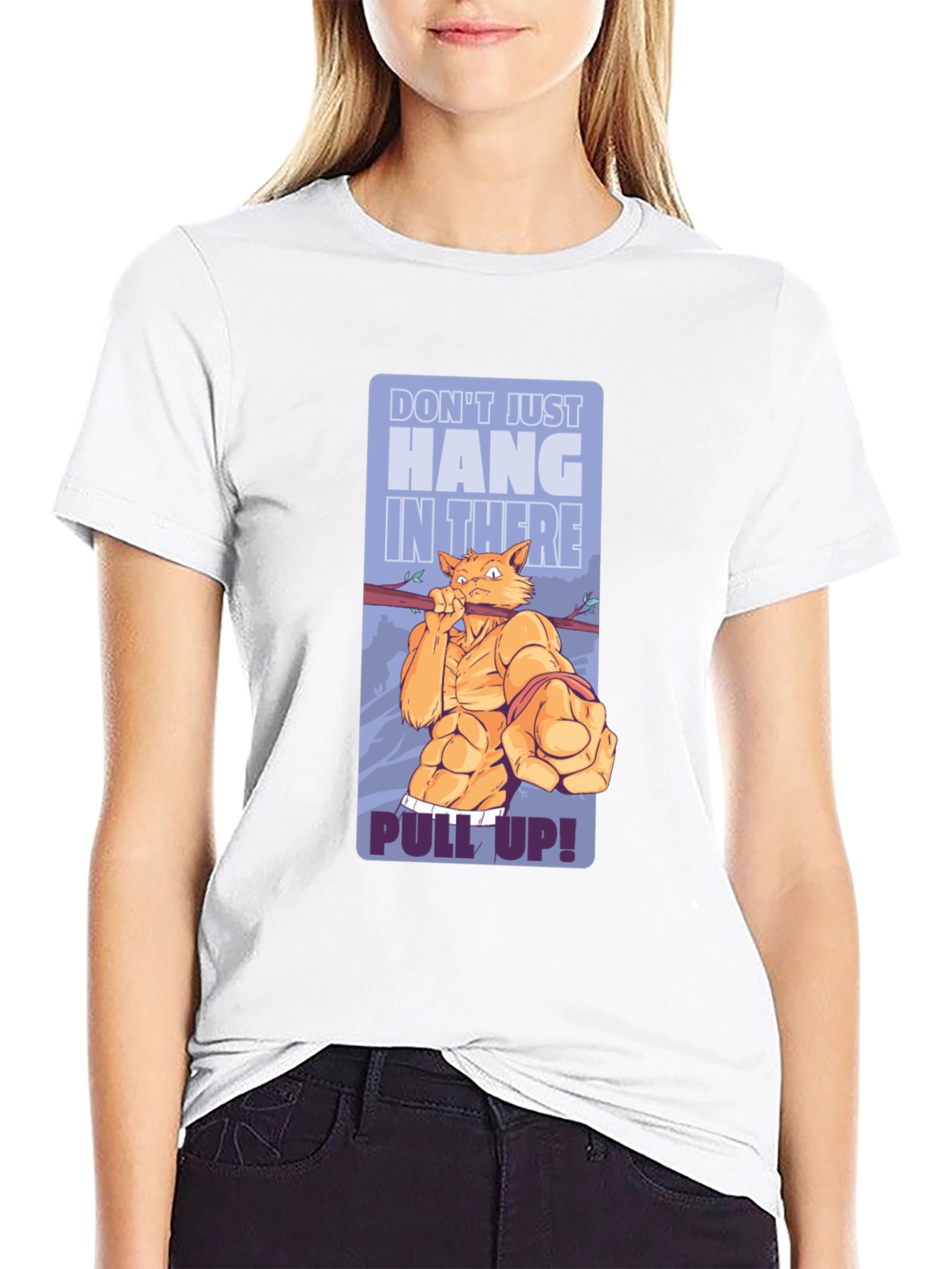 Motivational Cat Workout Graphic T-Shirt