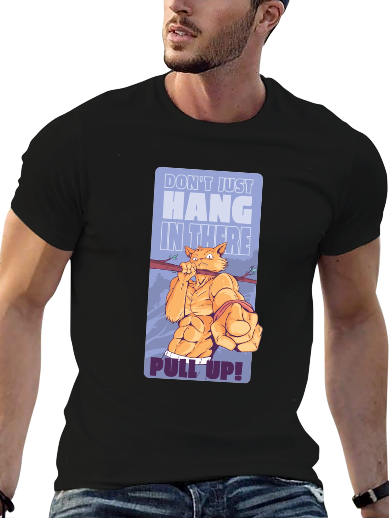 Motivational Cat Workout Graphic T-Shirt