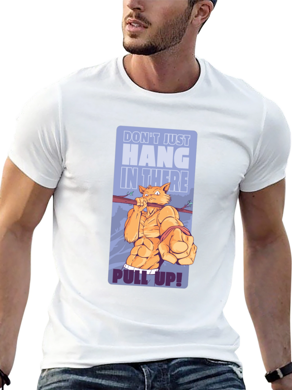 Motivational Cat Workout Graphic T-Shirt