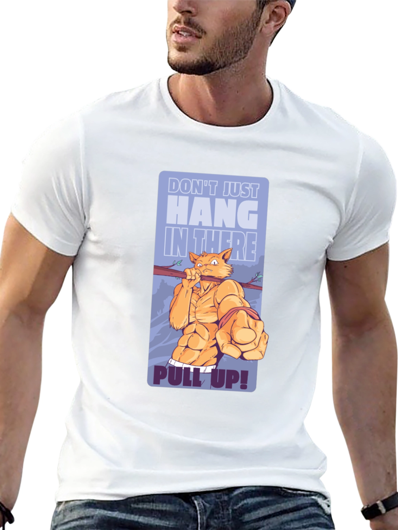 Motivational Cat Workout Graphic T-Shirt