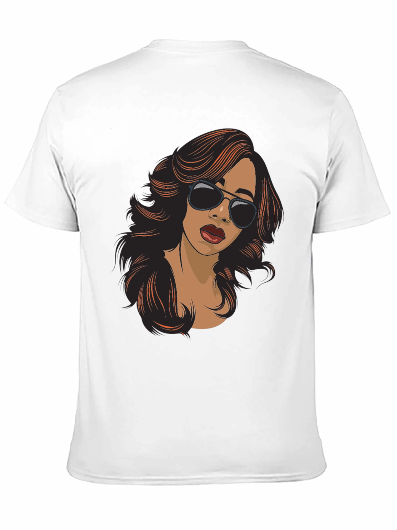 Stylish Cartoon Woman Graphic Print Black T-Shirt