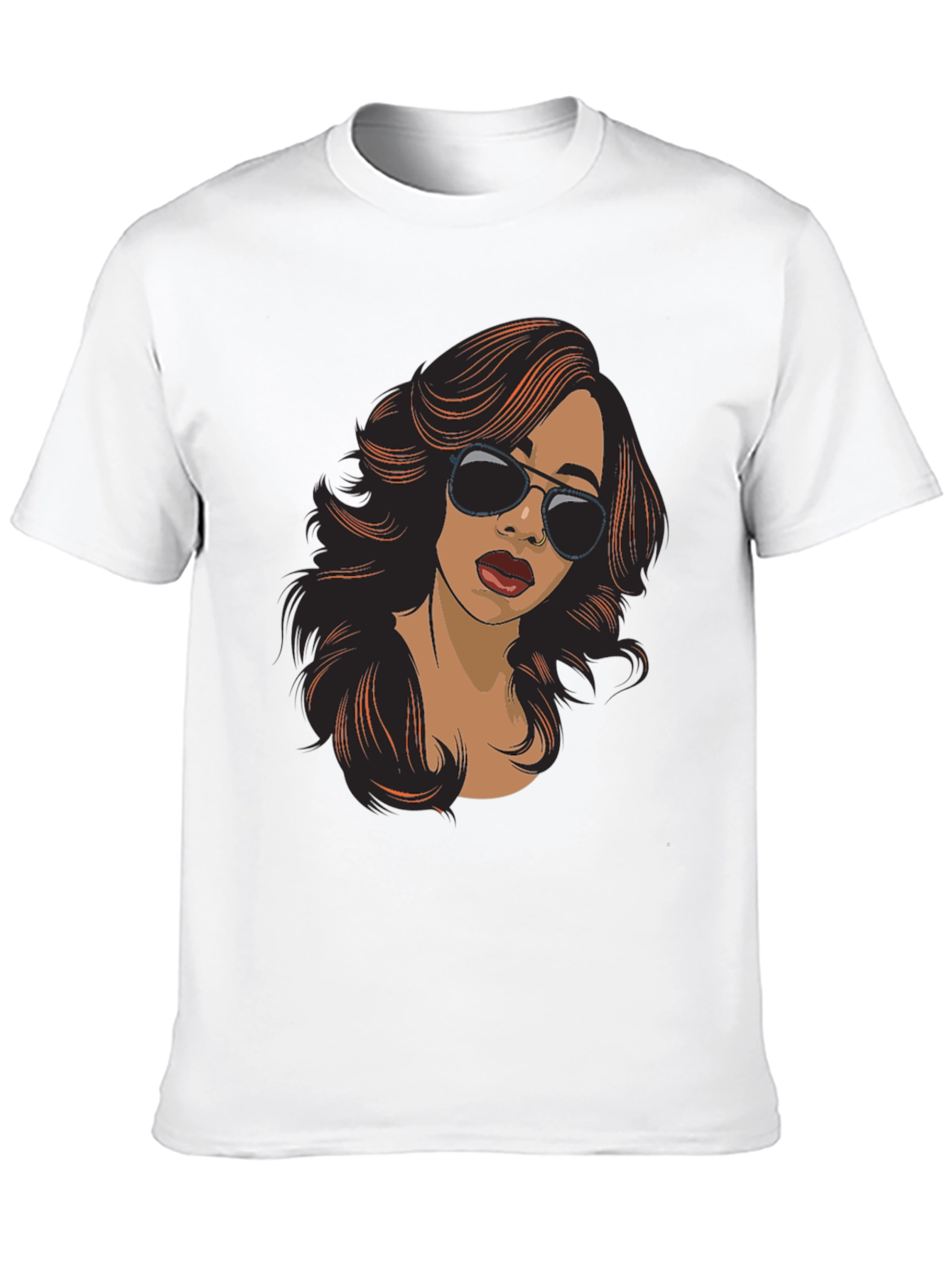 Stylish Cartoon Woman Graphic Print Black T-Shirt