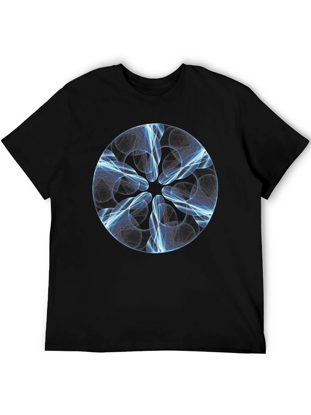 Abstract Blue Light Design Black T-Shirt