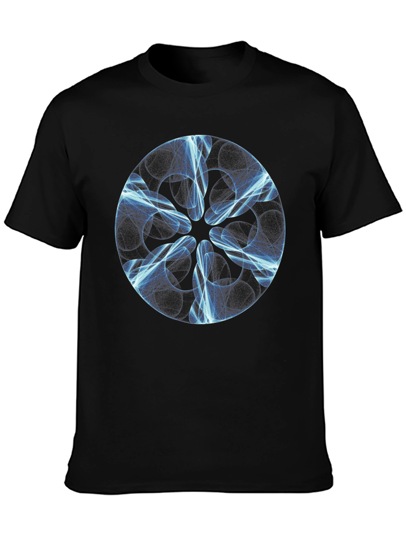 Abstract Blue Light Design Black T-Shirt