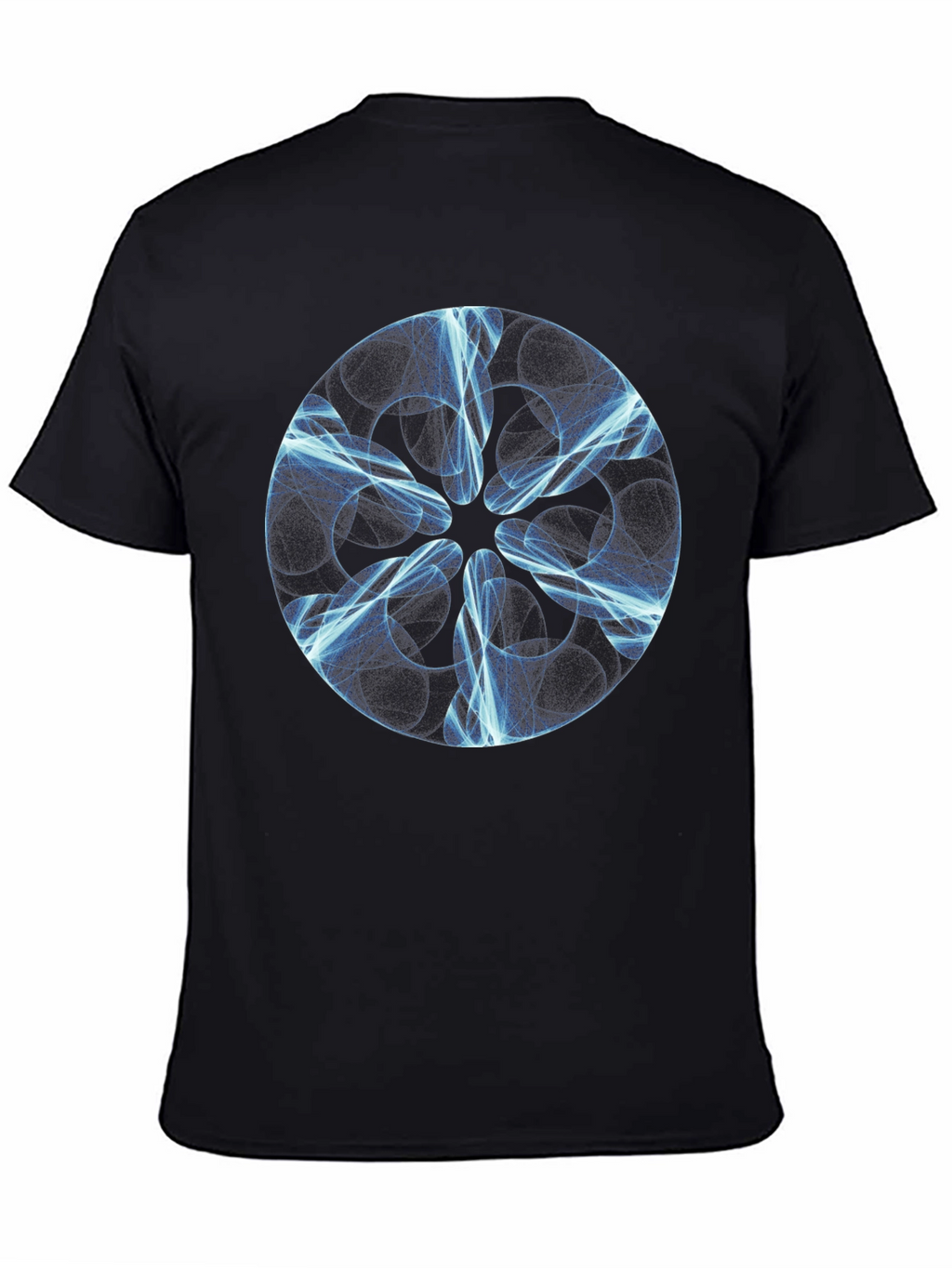 Abstract Blue Light Design Black T-Shirt