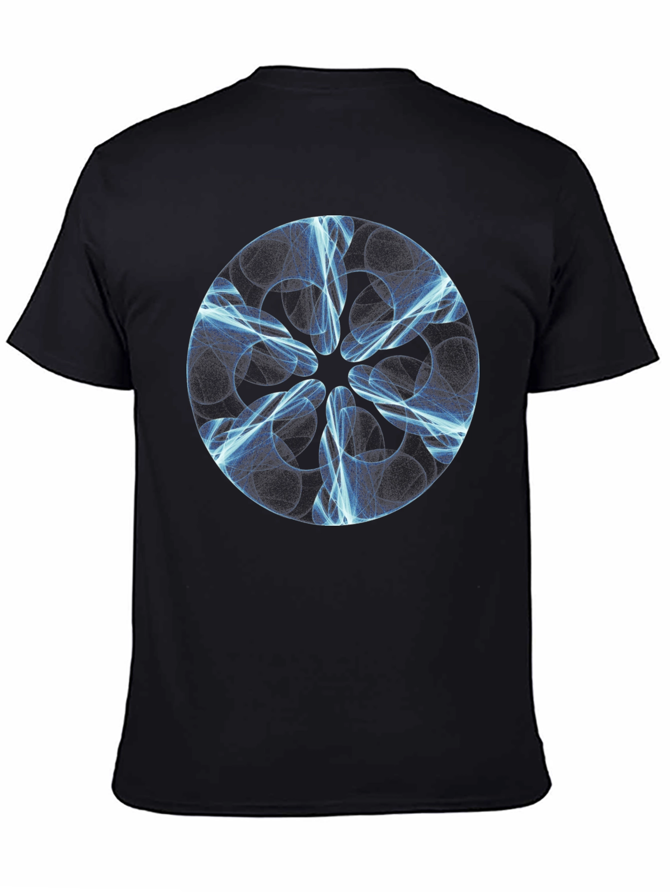 Abstract Blue Light Design Black T-Shirt