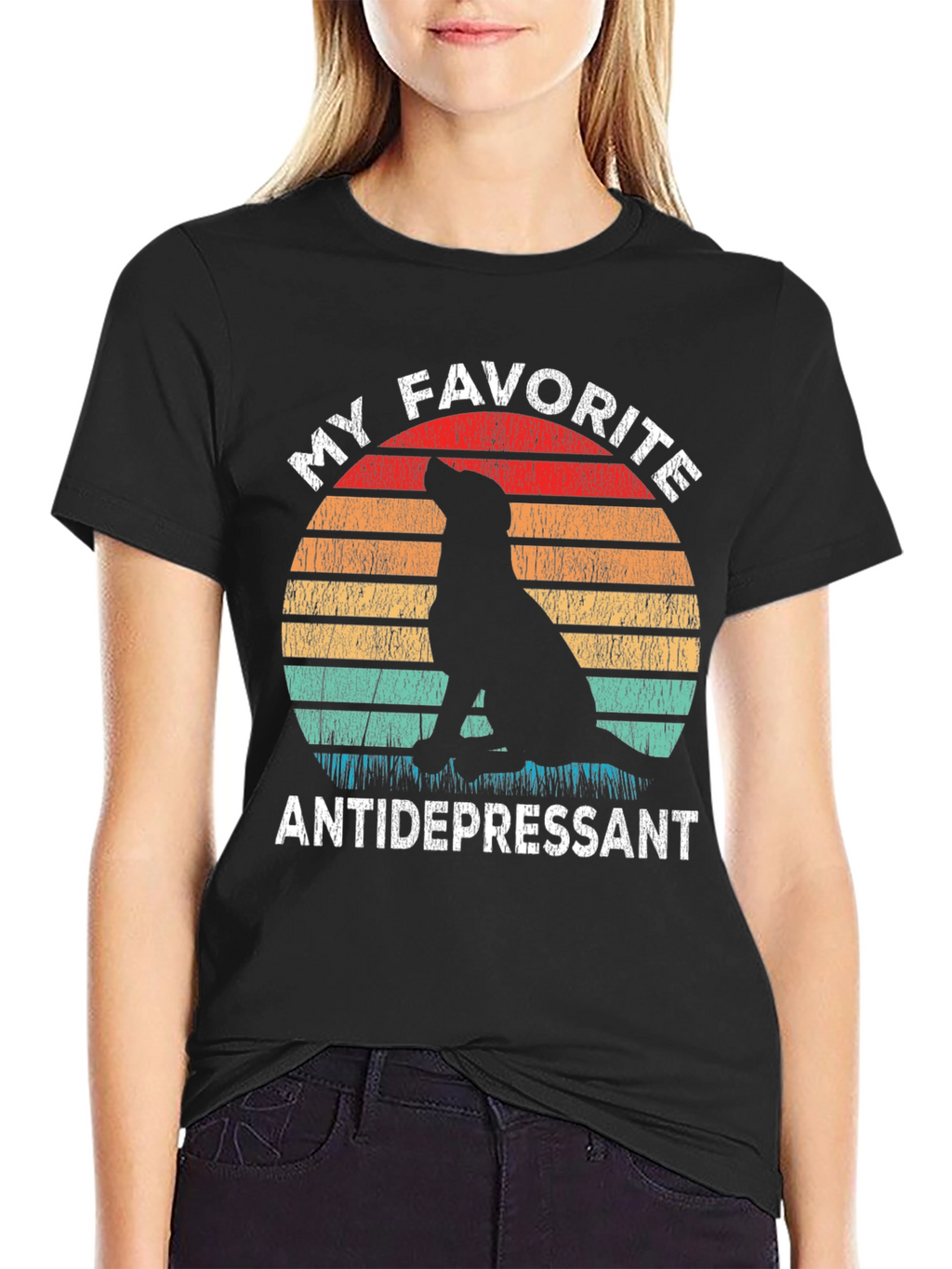 My Favorite Antidepressant Dog Silhouette T-Shirt
