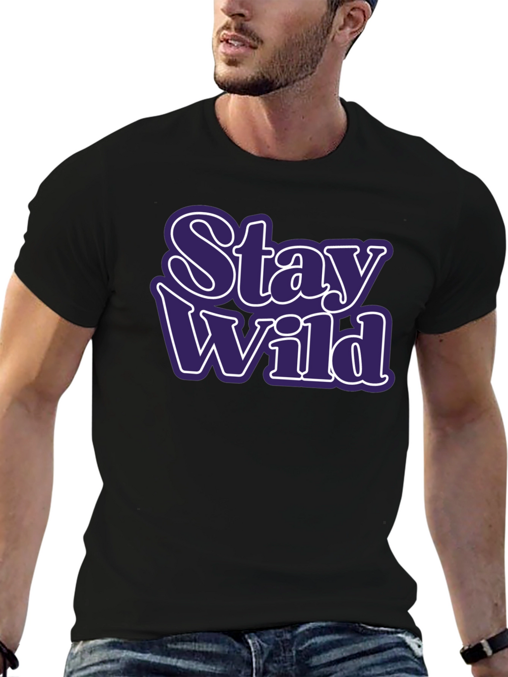 Stay Wild Graphic Tee - Trendy Black T-Shirt