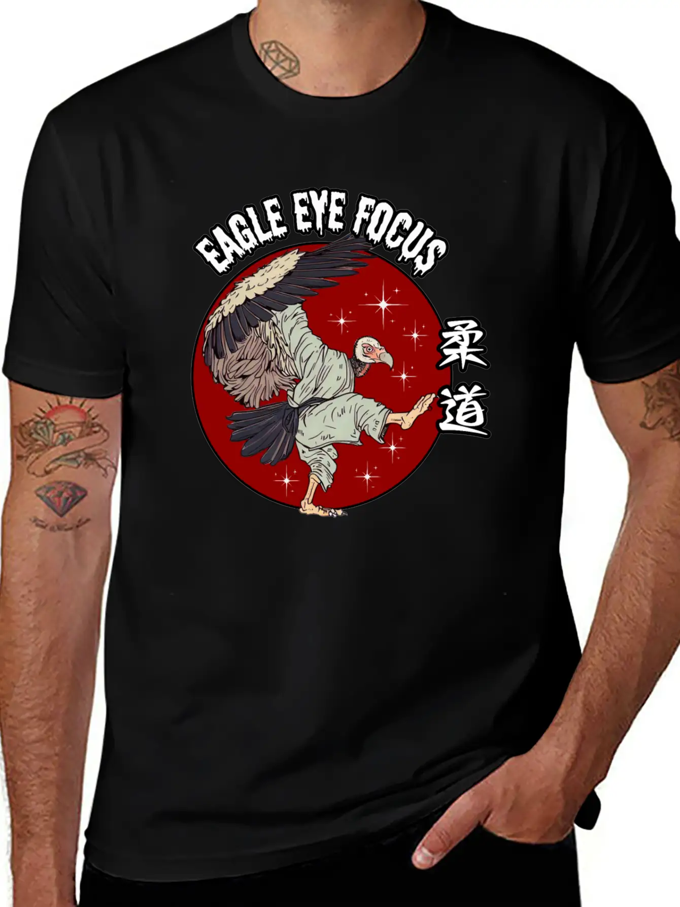 Eagle Eye Focus Vulture Japanese Art Unisex Short Sleeve Soft Cotton T-Shirt – Casual Everyday Wear