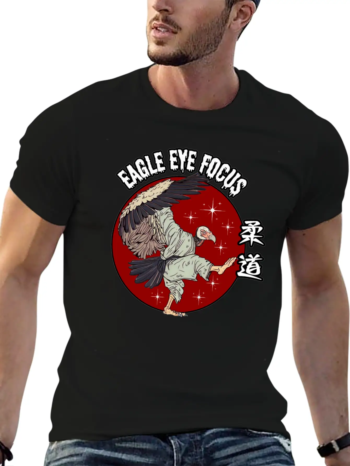 Eagle Eye Focus Vulture Japanese Art Unisex Short Sleeve Soft Cotton T-Shirt – Casual Everyday Wear