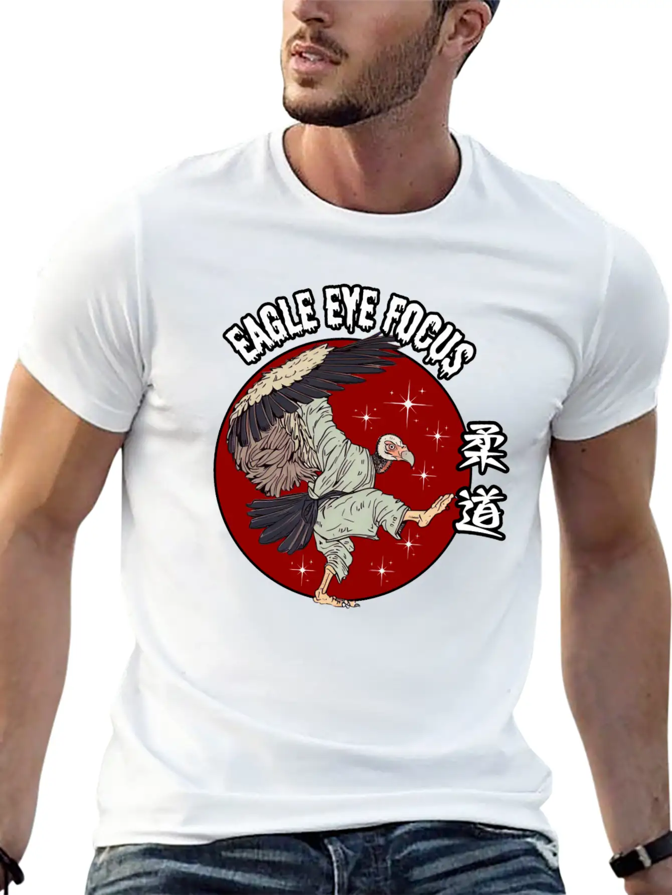 Eagle Eye Focus Vulture Japanese Art Unisex Short Sleeve Soft Cotton T-Shirt – Casual Everyday Wear