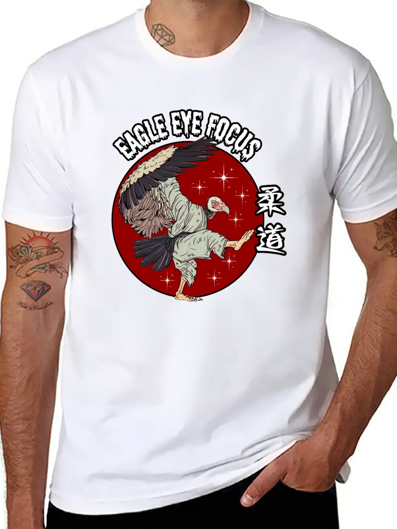Eagle Eye Focus Vulture Japanese Art Unisex Short Sleeve Soft Cotton T-Shirt – Casual Everyday Wear