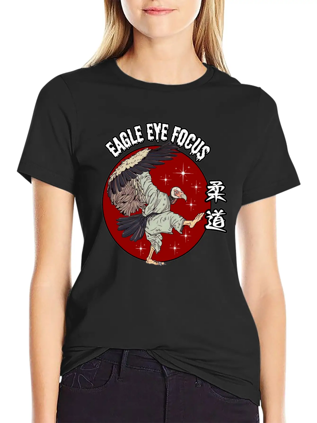 Eagle Eye Focus Vulture Japanese Art Unisex Short Sleeve Soft Cotton T-Shirt – Casual Everyday Wear