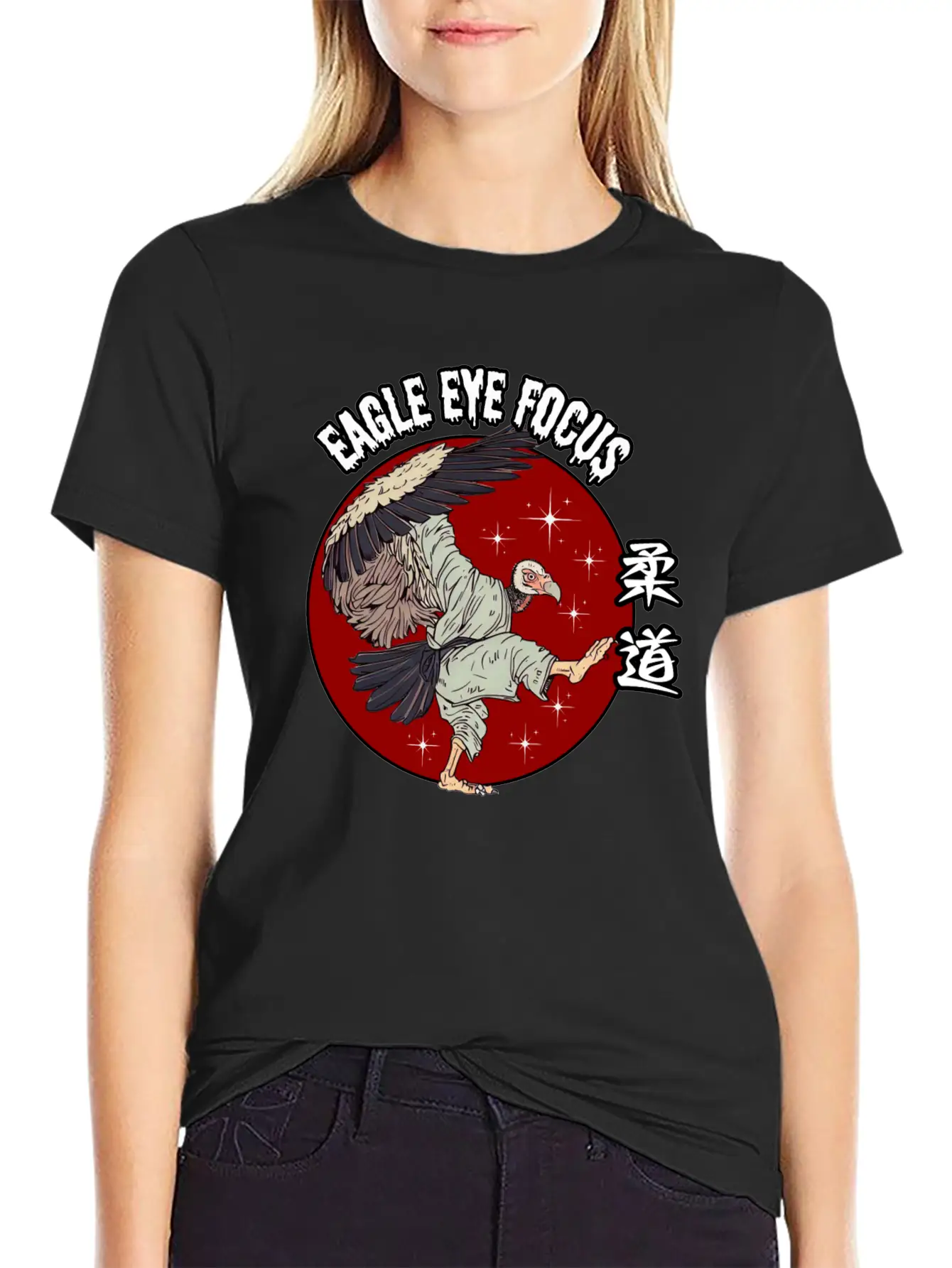 Eagle Eye Focus Vulture Japanese Art Unisex Short Sleeve Soft Cotton T-Shirt – Casual Everyday Wear
