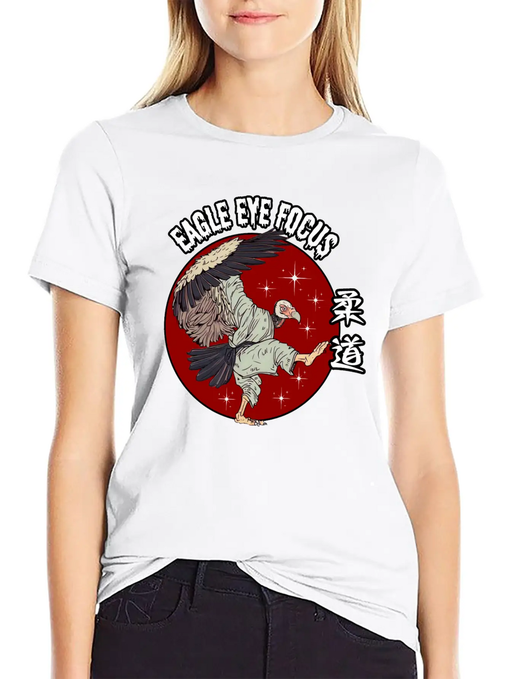 Eagle Eye Focus Vulture Japanese Art Unisex Short Sleeve Soft Cotton T-Shirt – Casual Everyday Wear