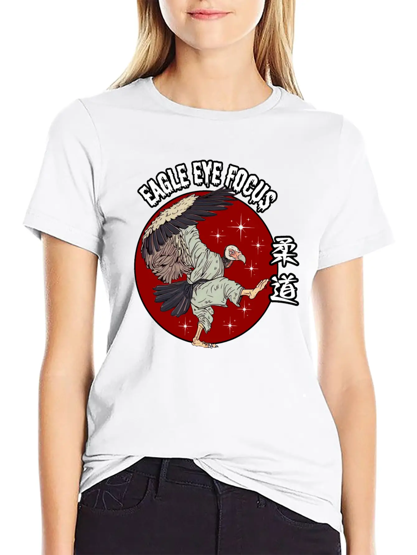 Eagle Eye Focus Vulture Japanese Art Unisex Short Sleeve Soft Cotton T-Shirt – Casual Everyday Wear