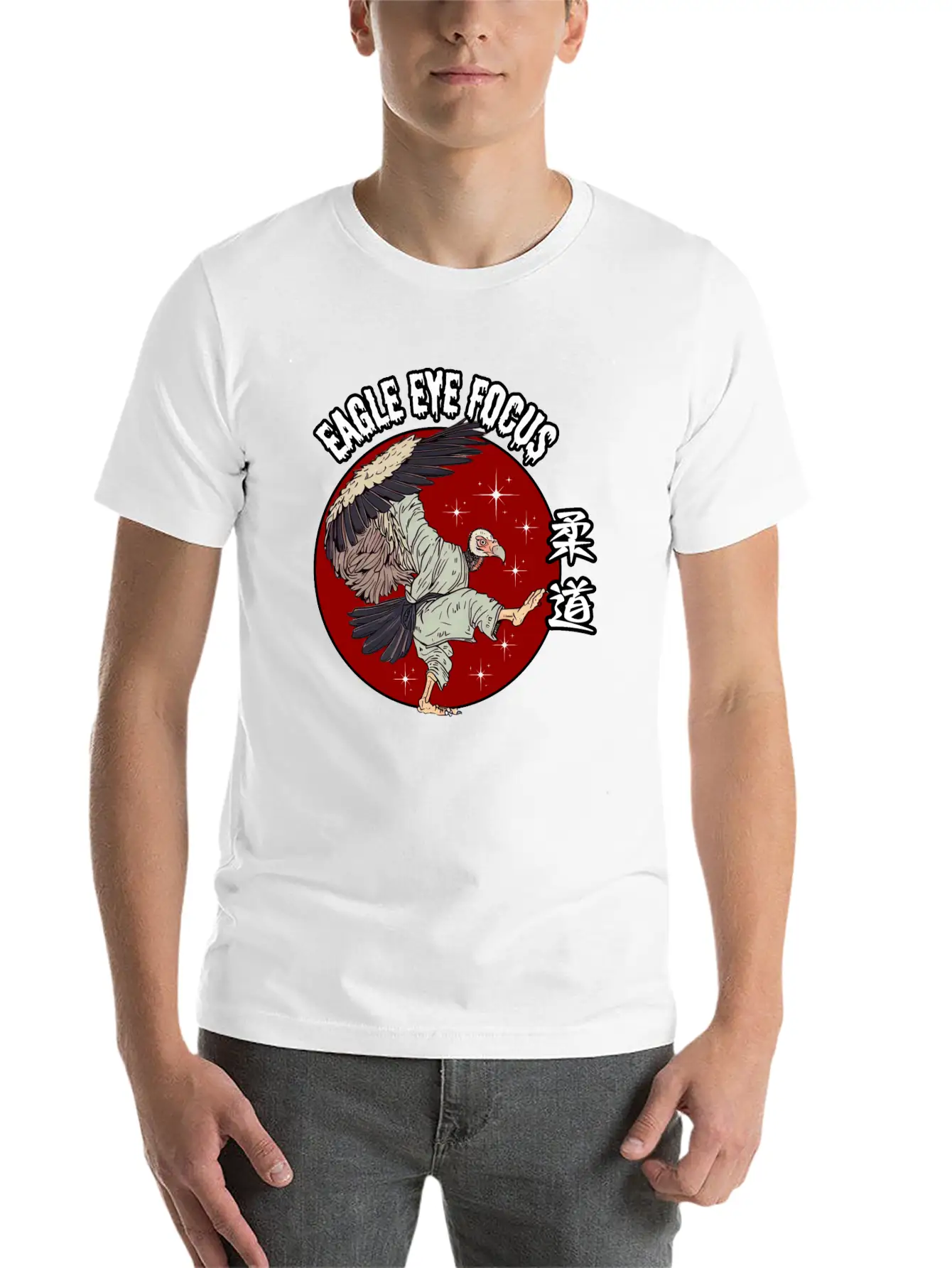 Eagle Eye Focus Vulture Japanese Art Unisex Short Sleeve Soft Cotton T-Shirt – Casual Everyday Wear
