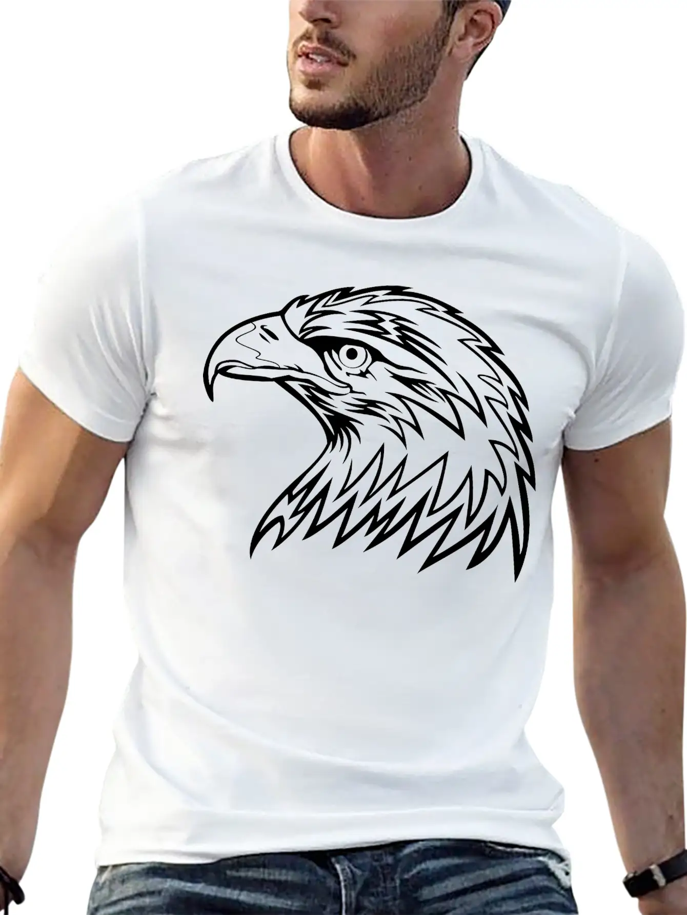 Eagle Head Art Unisex Casual T-Shirt – Clean Design For Daily Comfort