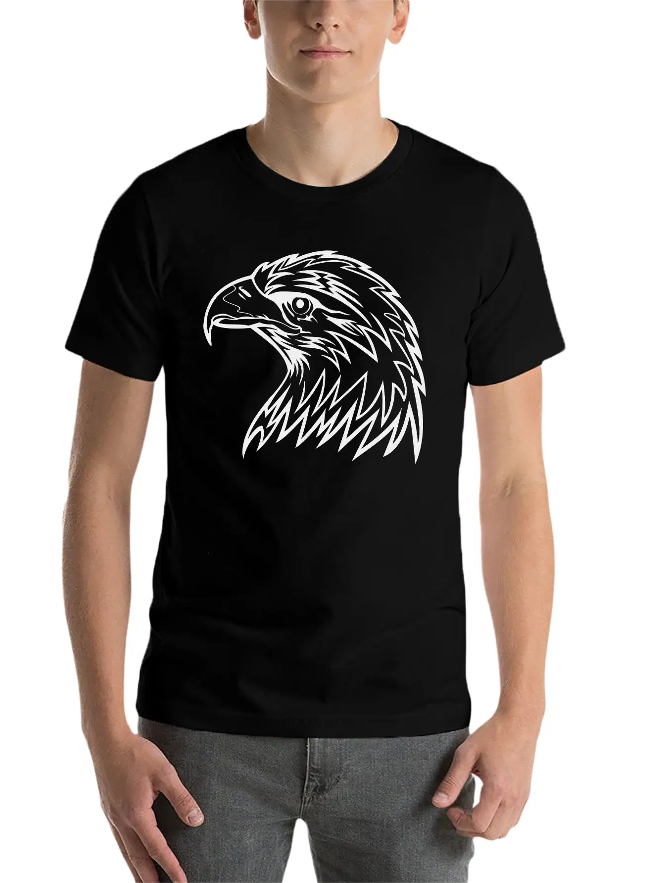 Eagle Head Art Unisex Casual T-Shirt – Clean Design For Daily Comfort