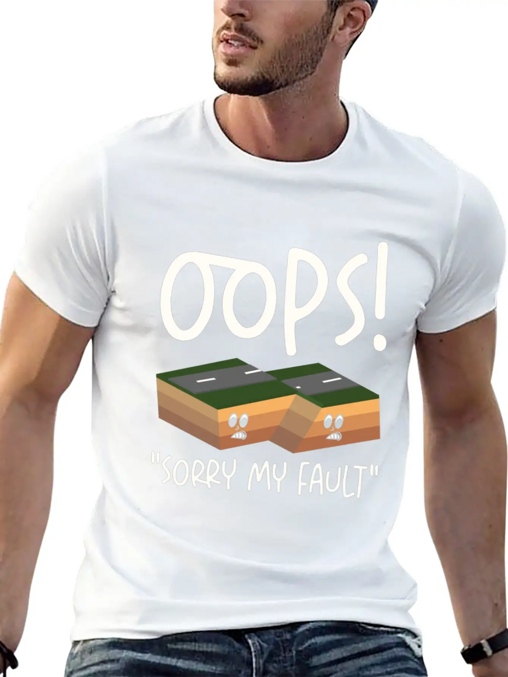 Earthquake Fault Ground Shake Humorous Pun Casual Graphic T-Shirt – Simple And Comfortable Daily Wear
