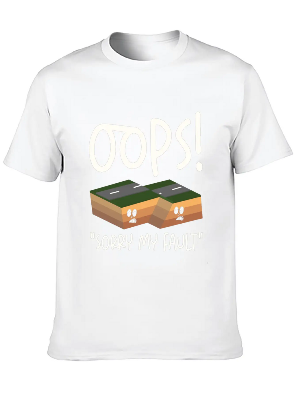Earthquake Fault Ground Shake Humorous Pun Casual Graphic T-Shirt – Simple And Comfortable Daily Wear