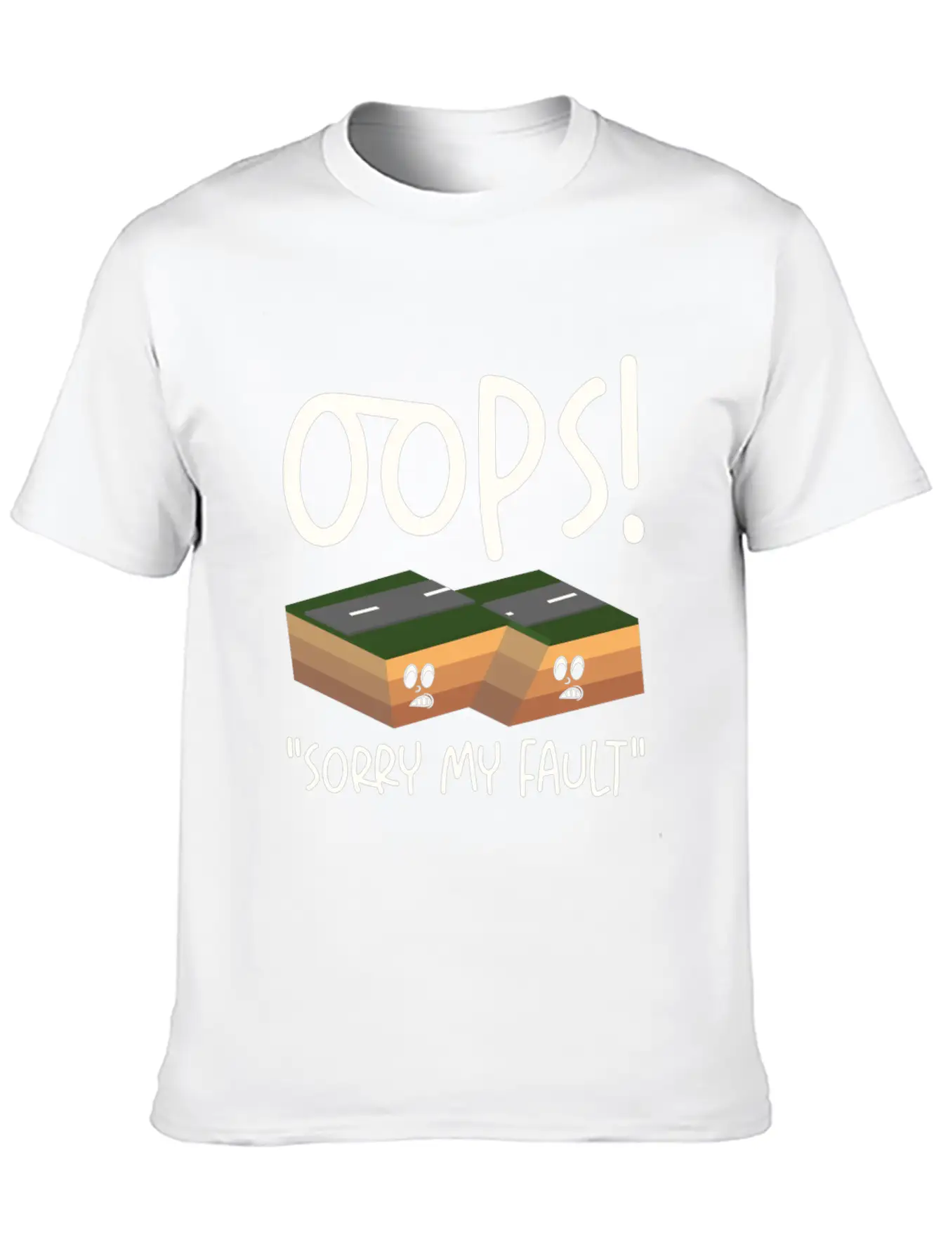 Earthquake Fault Ground Shake Humorous Pun Casual Graphic T-Shirt – Simple And Comfortable Daily Wear