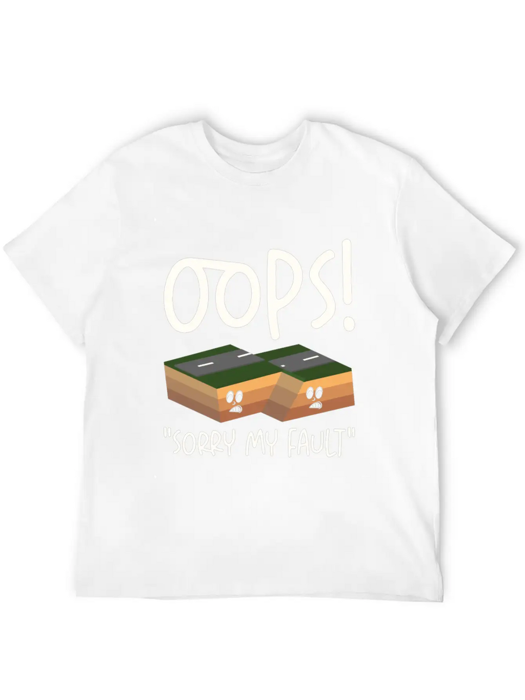 Earthquake Fault Ground Shake Humorous Pun Casual Graphic T-Shirt – Simple And Comfortable Daily Wear