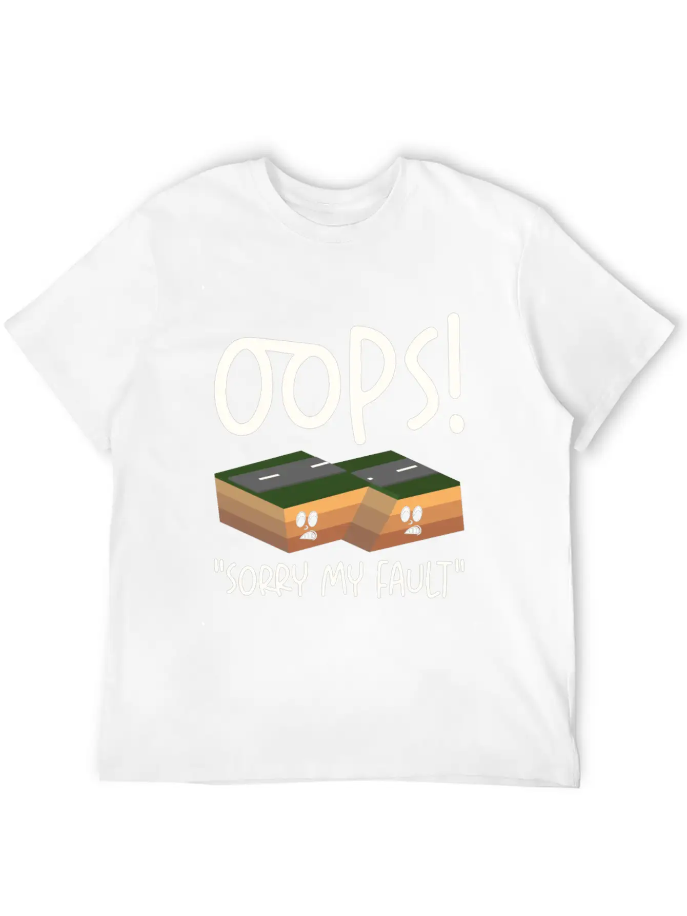 Earthquake Fault Ground Shake Humorous Pun Casual Graphic T-Shirt – Simple And Comfortable Daily Wear