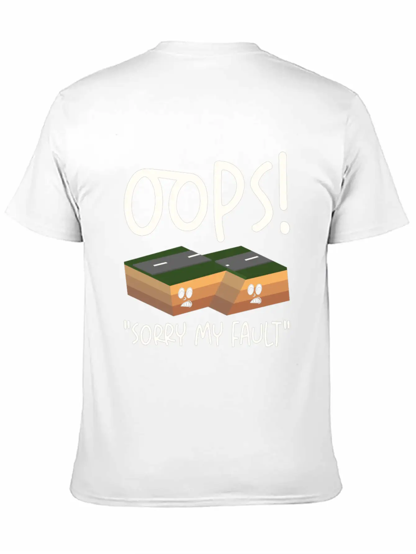 Earthquake Fault Ground Shake Humorous Pun Casual Graphic T-Shirt – Simple And Comfortable Daily Wear