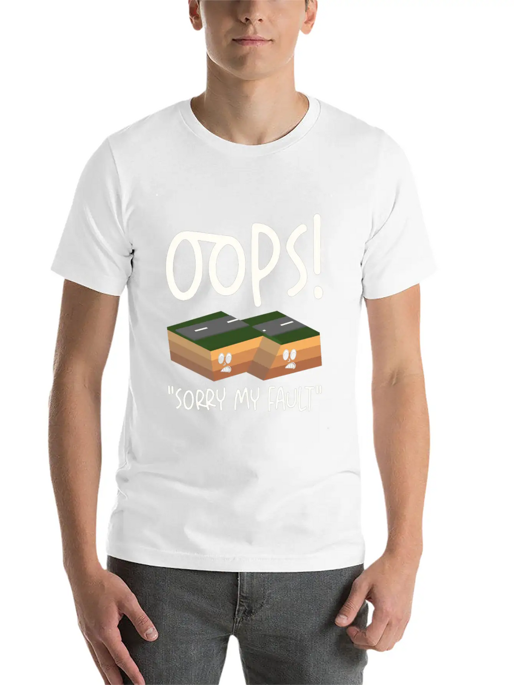 Earthquake Fault Ground Shake Humorous Pun Casual Graphic T-Shirt – Simple And Comfortable Daily Wear