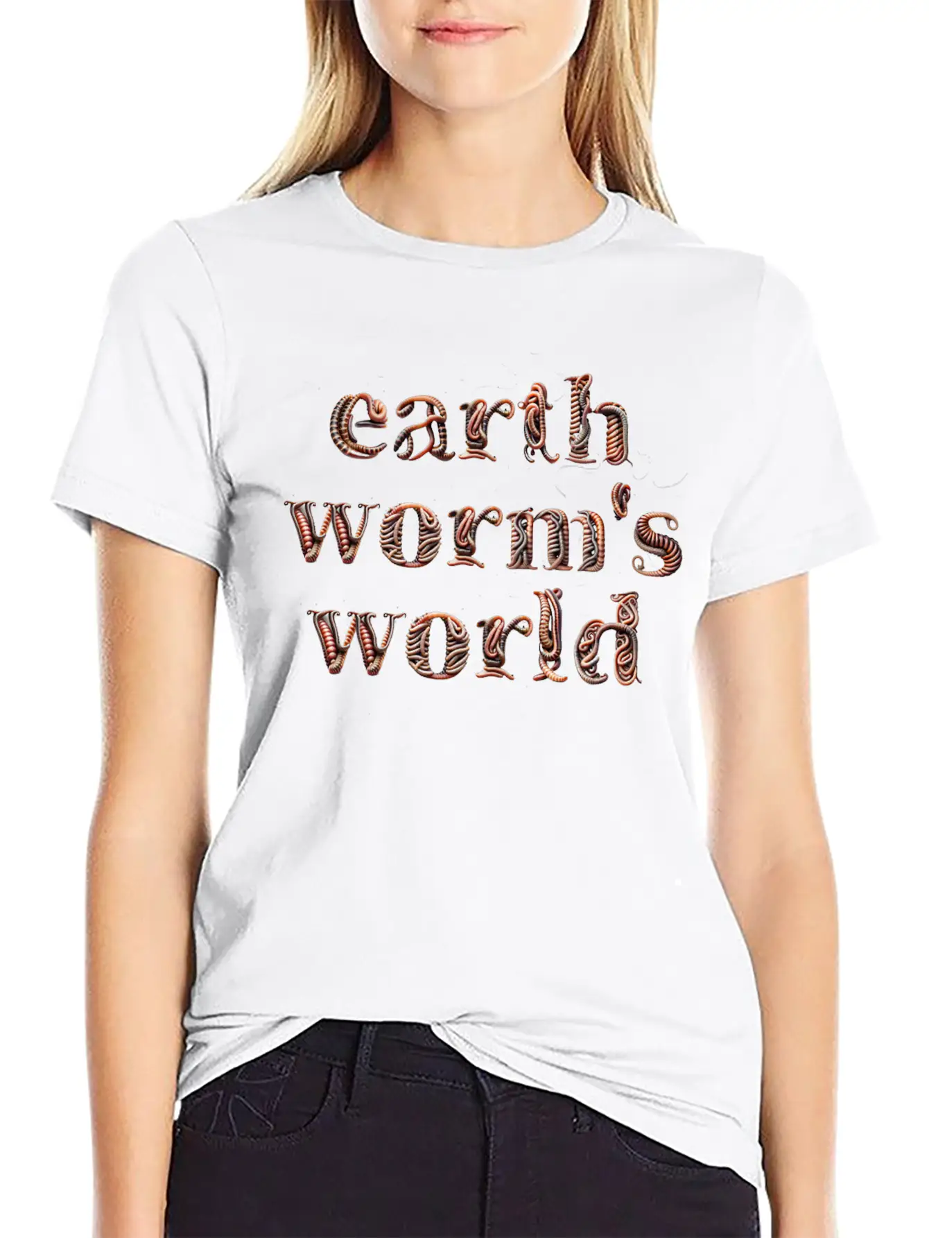 Earthworm's World Made From Earthworms Unisex Short Sleeve Soft Cotton T-Shirt – Casual Everyday Wear