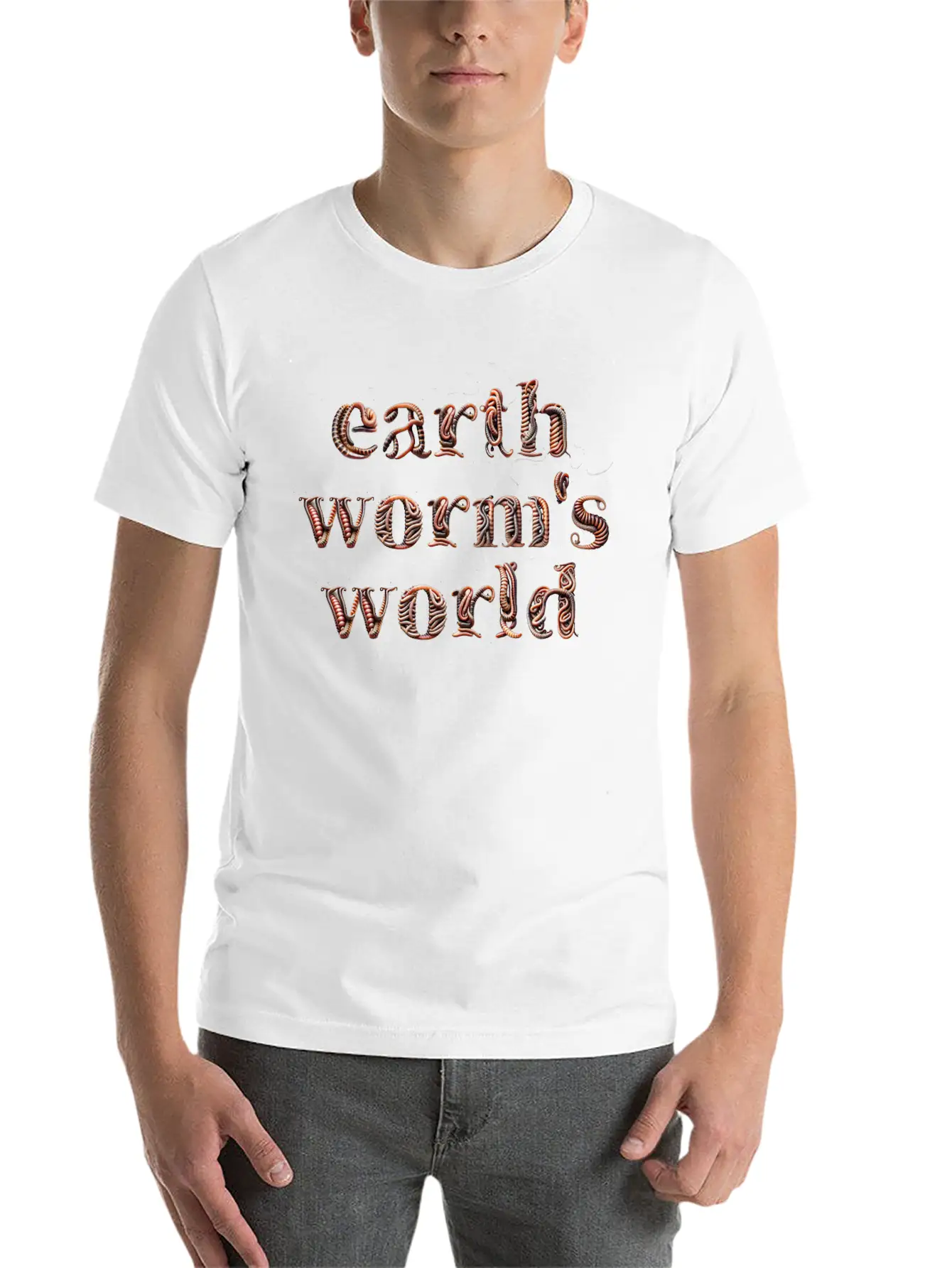 Earthworm's World Made From Earthworms Unisex Short Sleeve Soft Cotton T-Shirt – Casual Everyday Wear