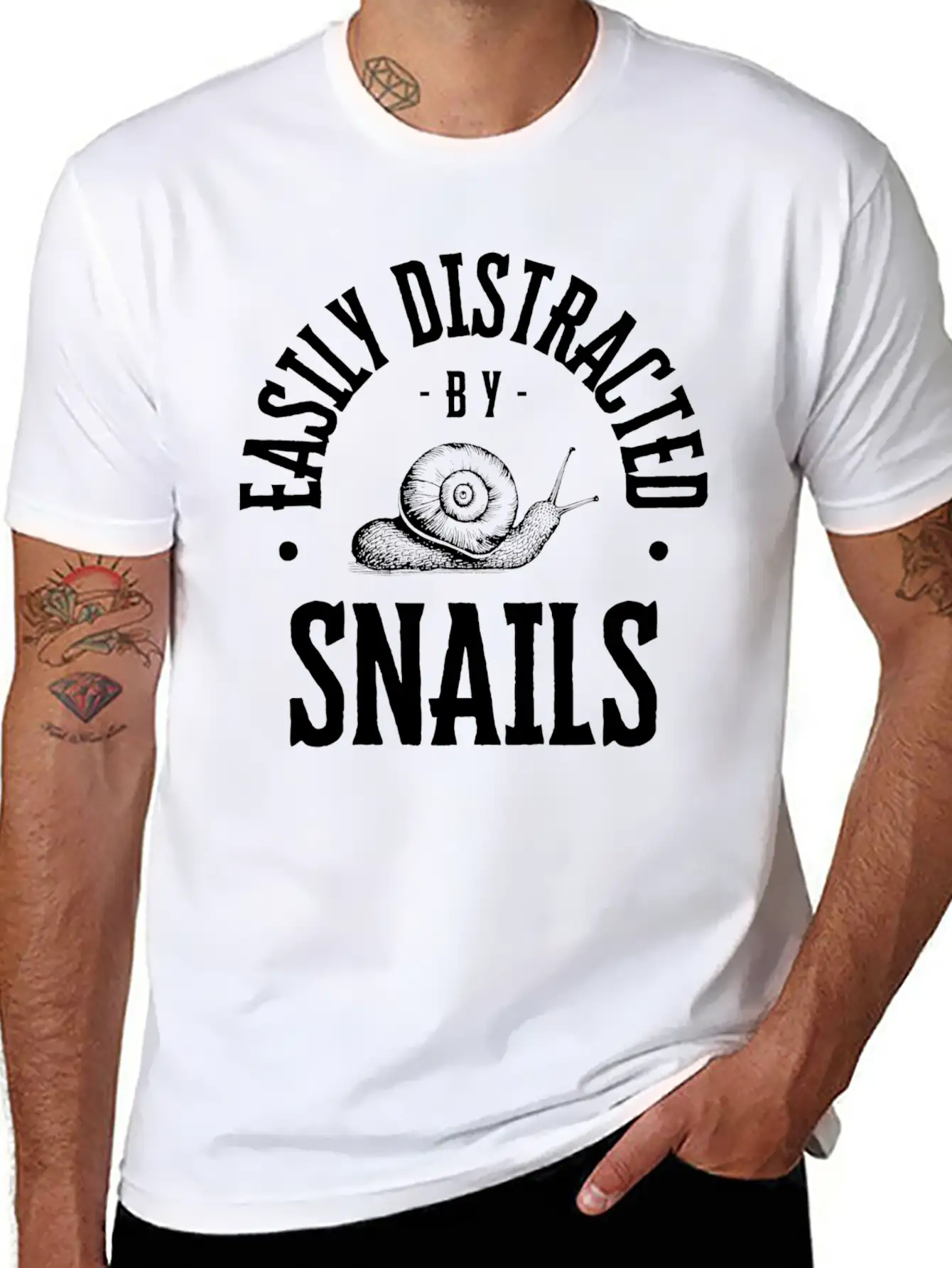 Easily Distracted By Snails Lover Funny Breathable Soft Cotton T-Shirt – Timeless Casual Look