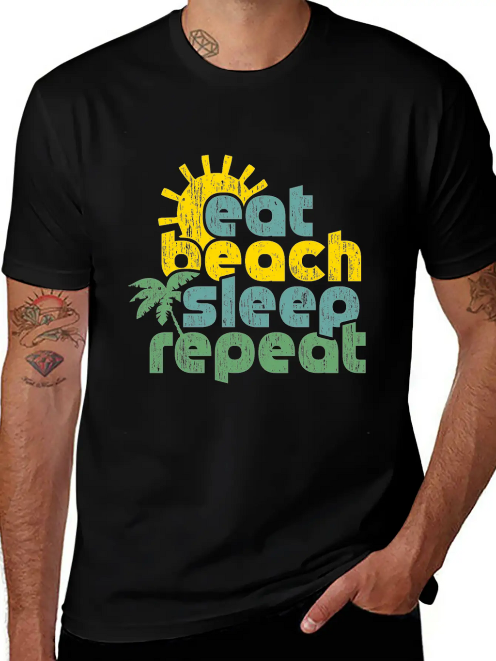 Eat Beach Sleep Repeat Funny Quote Gift Casual Graphic T-Shirt – Simple And Comfortable Daily Wear