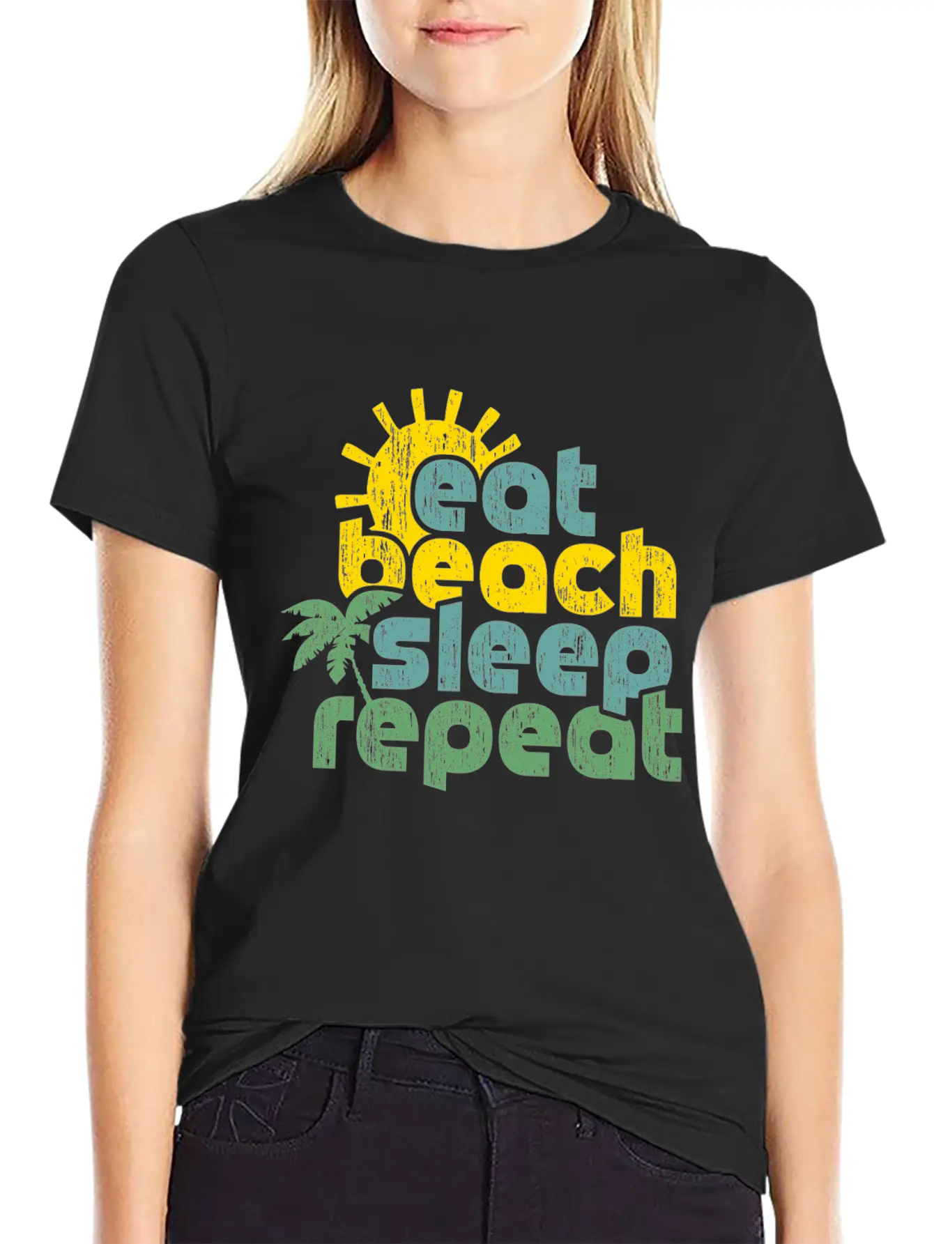 Eat Beach Sleep Repeat Funny Quote Gift Casual Graphic T-Shirt – Simple And Comfortable Daily Wear