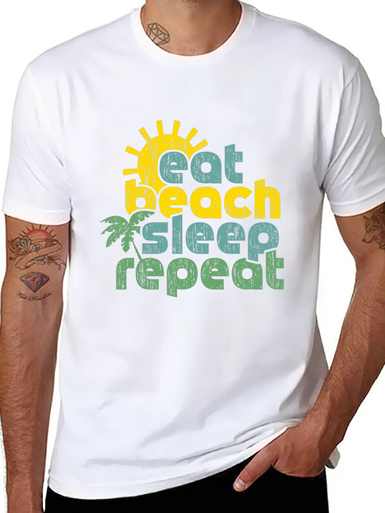 Eat Beach Sleep Repeat Funny Quote Gift Casual Graphic T-Shirt – Simple And Comfortable Daily Wear