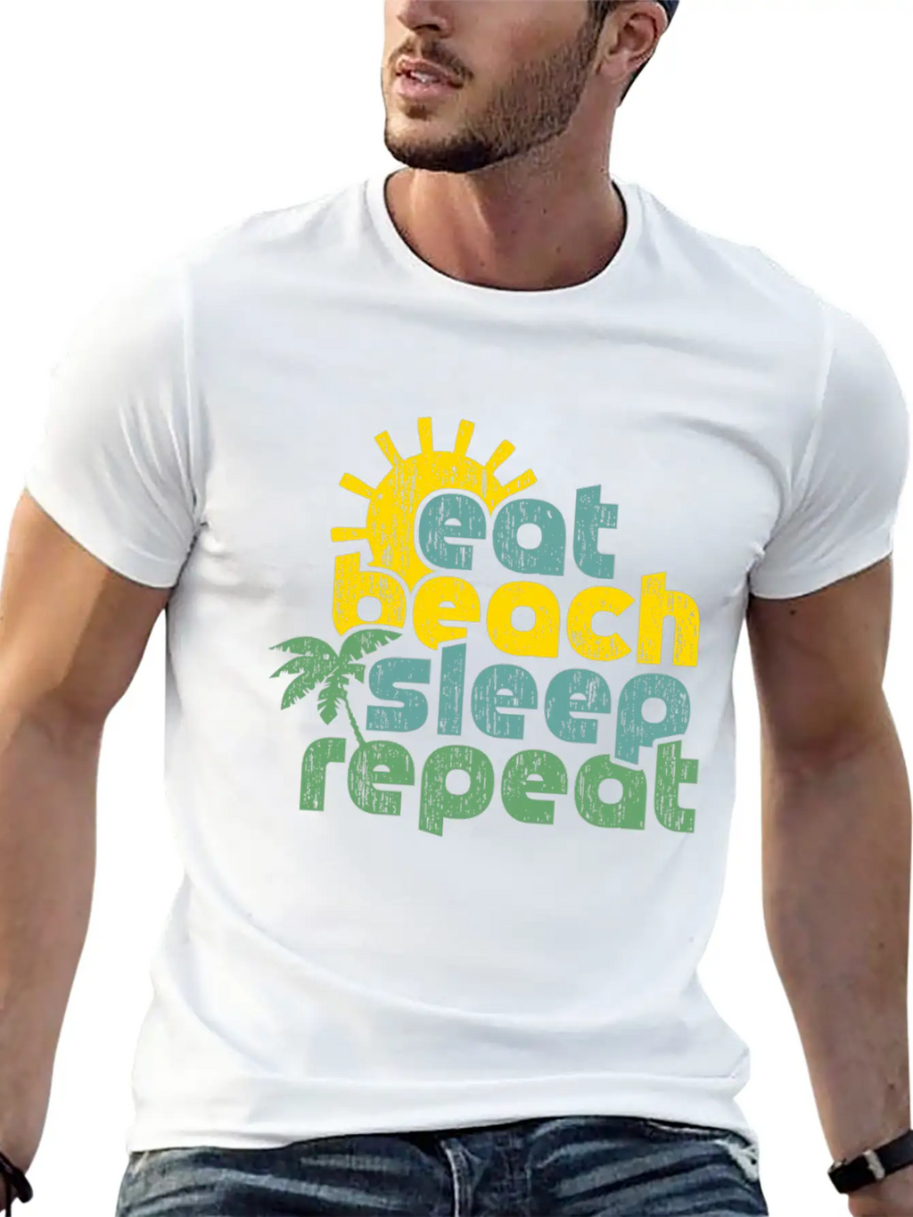 Eat Beach Sleep Repeat Funny Quote Gift Casual Graphic T-Shirt – Simple And Comfortable Daily Wear