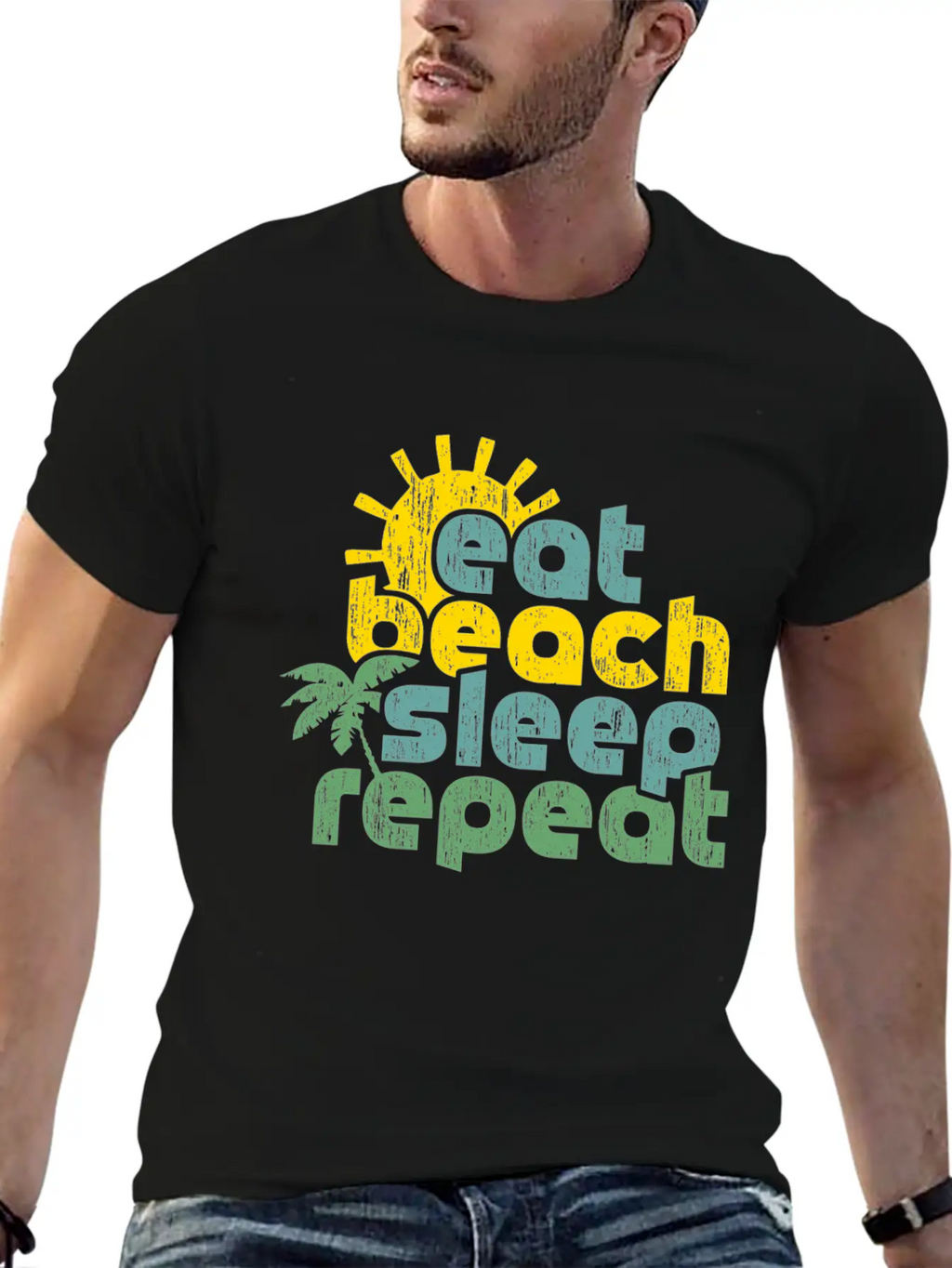 Eat Beach Sleep Repeat Funny Quote Gift Casual Graphic T-Shirt – Simple And Comfortable Daily Wear