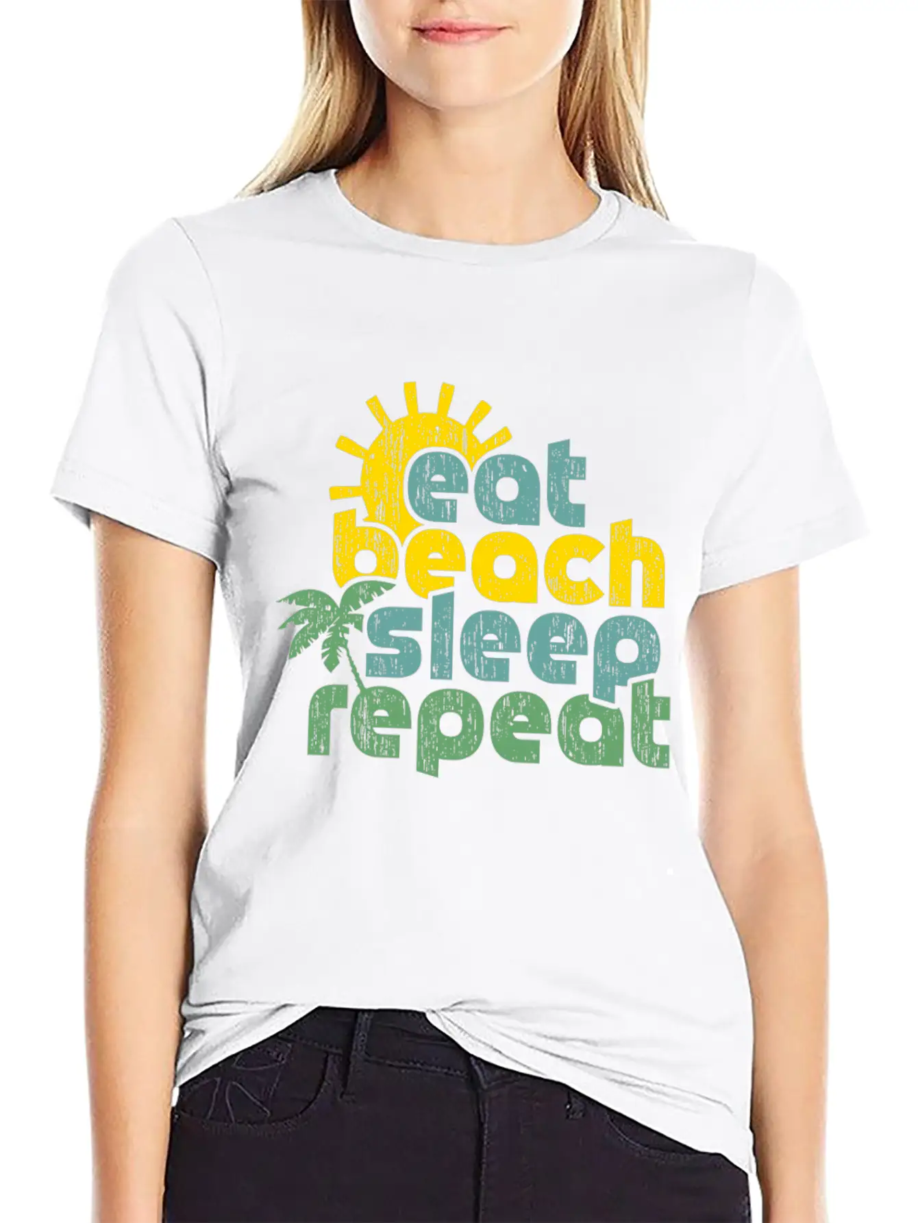 Eat Beach Sleep Repeat Funny Quote Gift Casual Graphic T-Shirt – Simple And Comfortable Daily Wear
