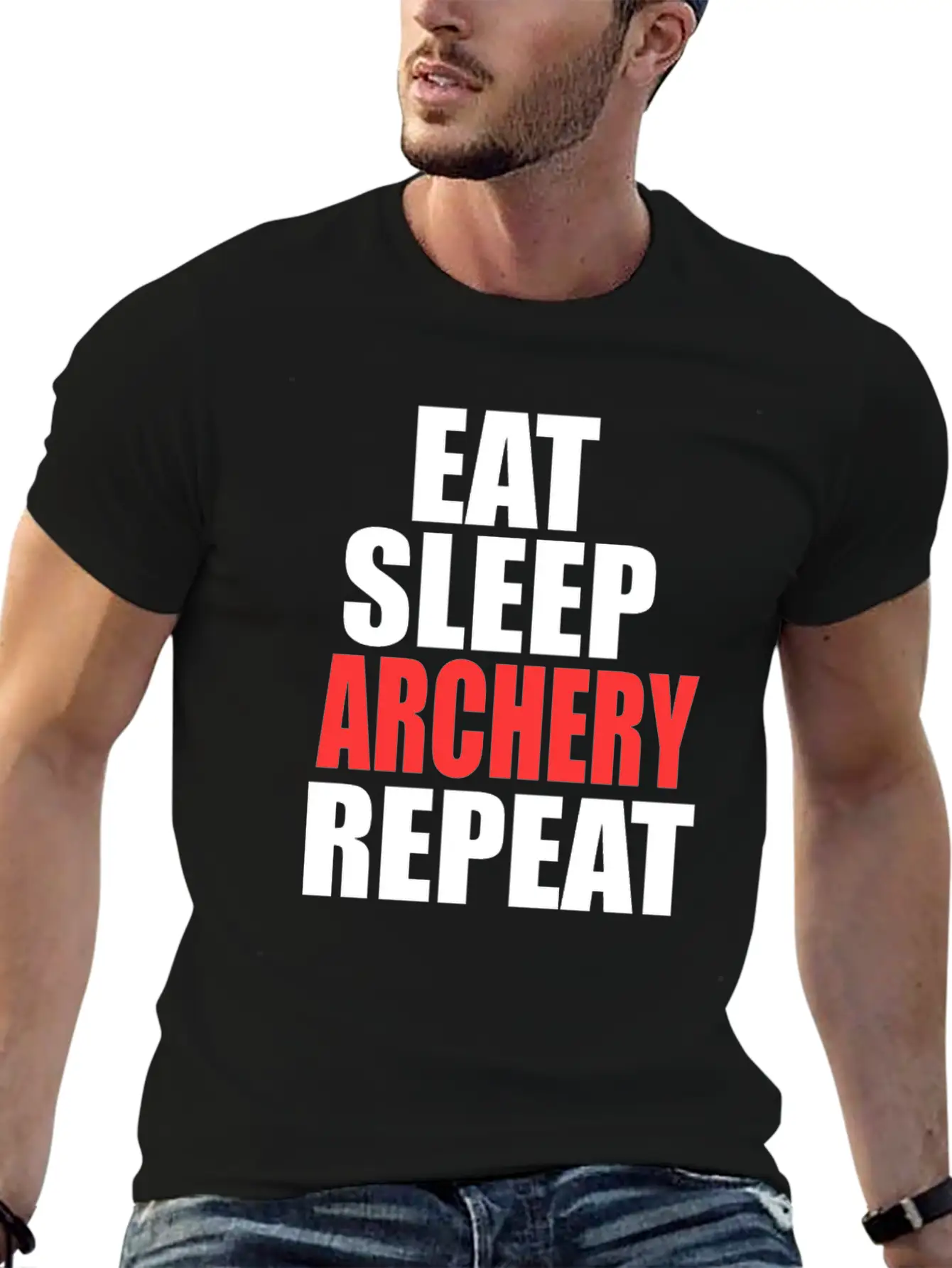 Eat Sleep Archery Repeat Gift Nature Arrow Bow Stylish Everyday T-Shirt – Unisex Basic Cotton Tee