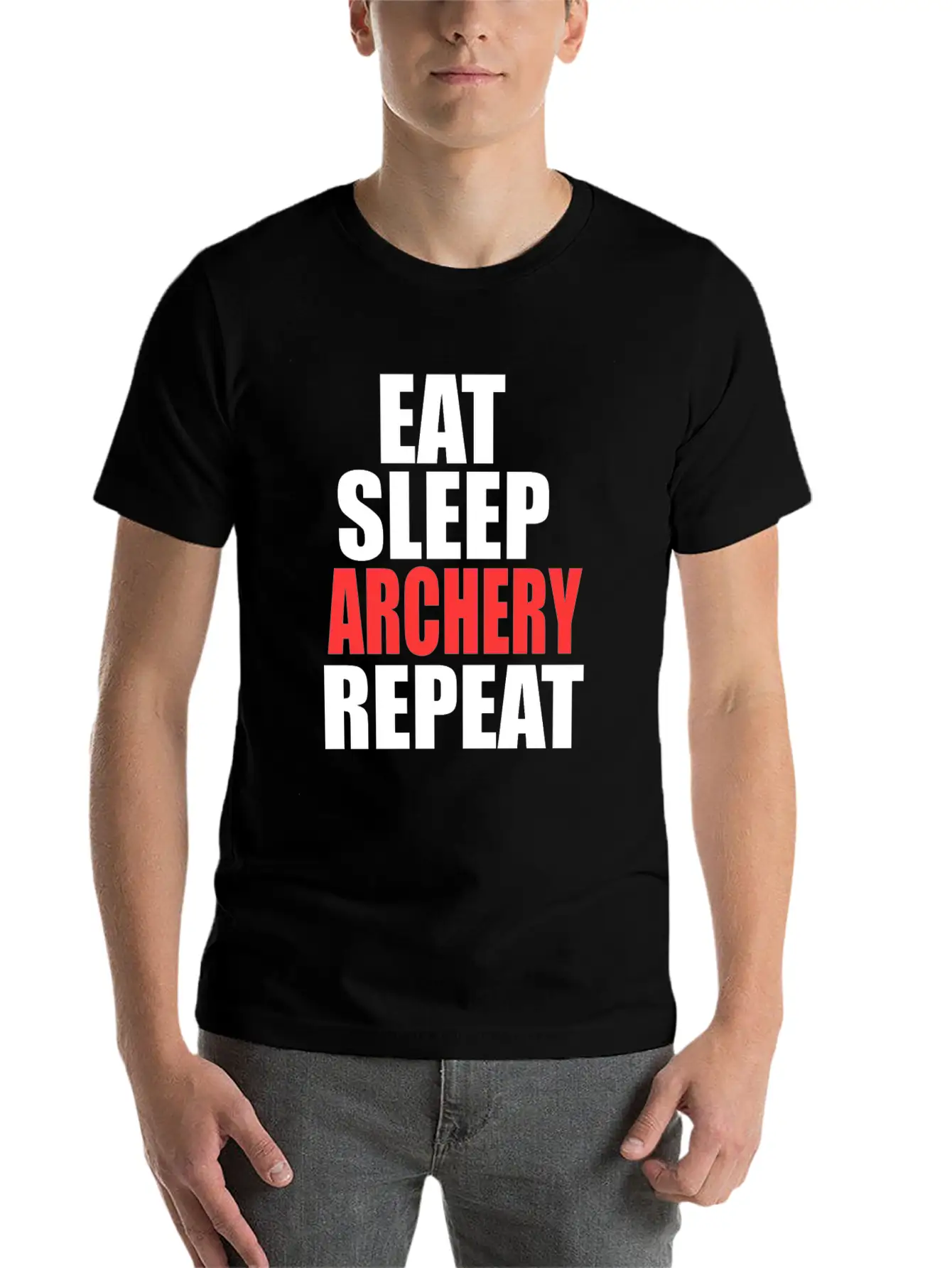 Eat Sleep Archery Repeat Gift Nature Arrow Bow Stylish Everyday T-Shirt – Unisex Basic Cotton Tee
