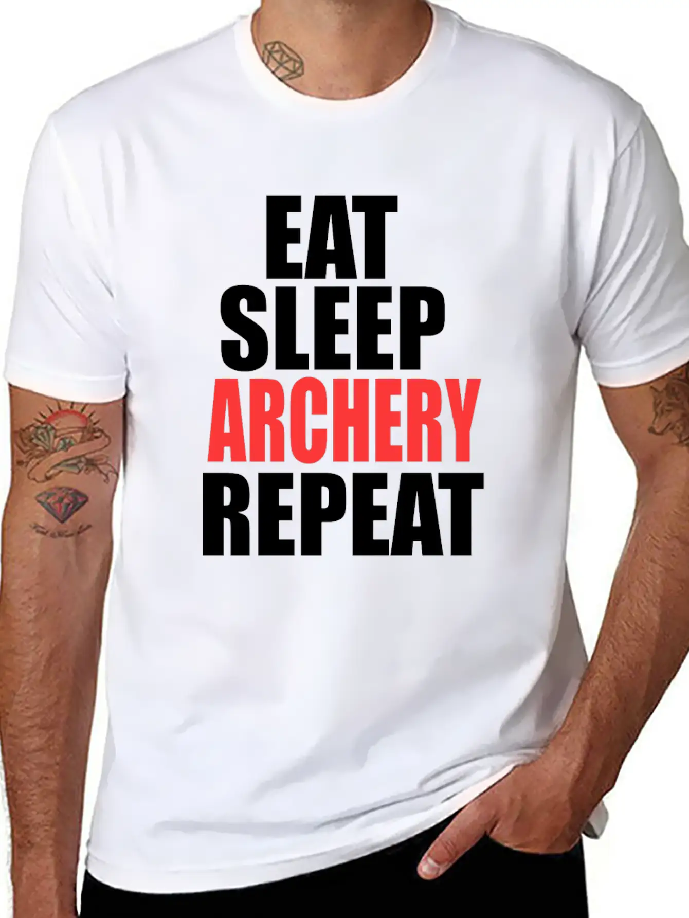 Eat Sleep Archery Repeat Gift Nature Arrow Bow Stylish Everyday T-Shirt – Unisex Basic Cotton Tee