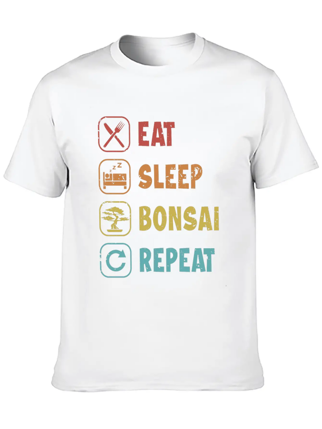 Eat Sleep Bonsai Repeat Bonsai Pots Penjing Bonsai Unisex Short Sleeve Soft Cotton T-Shirt – Casual Everyday Wear